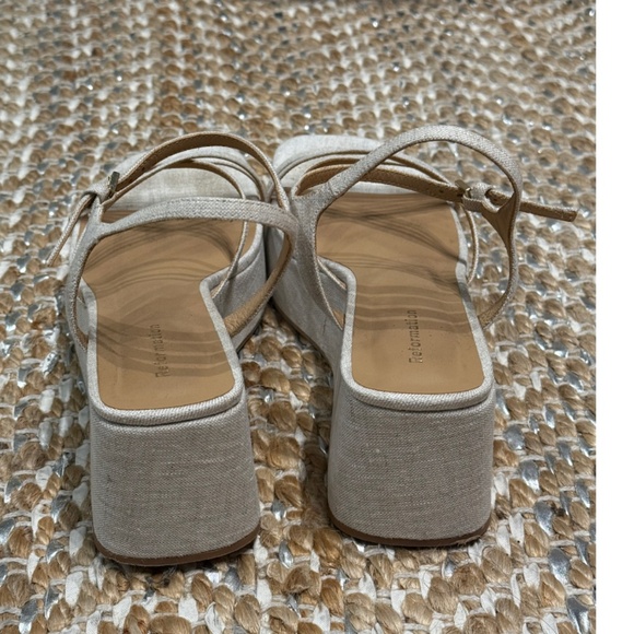 Reformation - Platform Wedge Sandals – Oatmeal Linen (Size 39 / US 8.5) - Picture 11 of 14